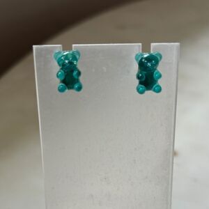 Betsey Johnson Teal Gummy Bear pierced Earrings